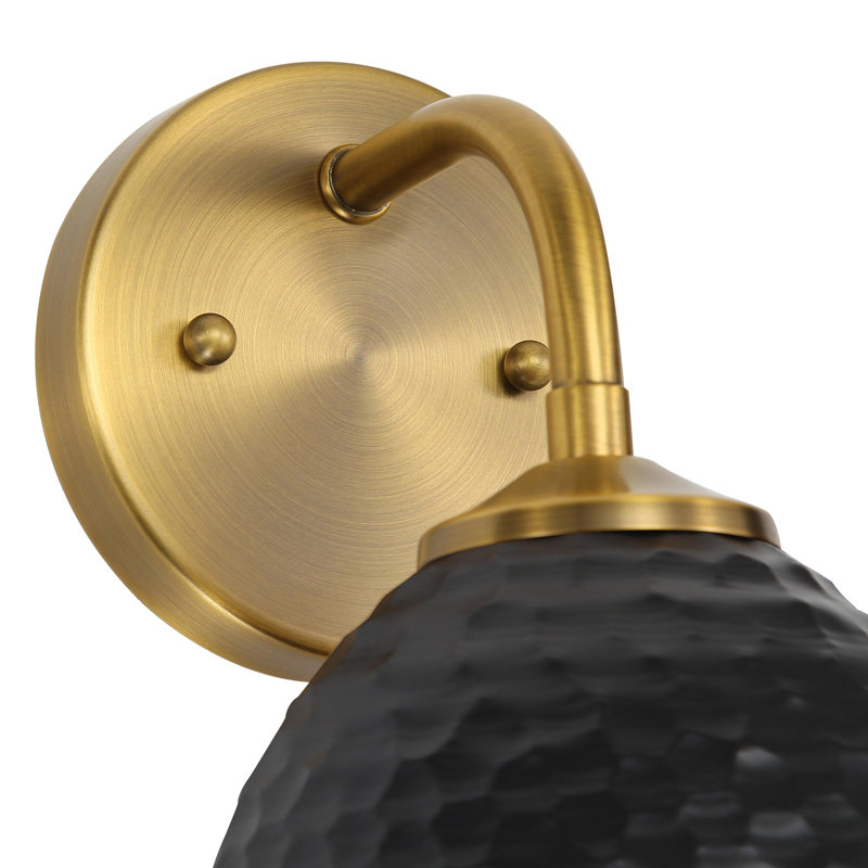 Lesniak 1-Light Wall Sconce in Modern Brass, Black
