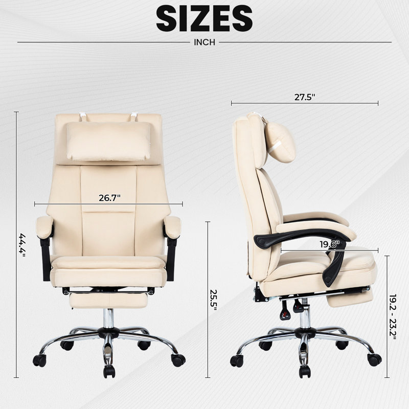 Grand et grand choix de sièges de bureau, velours beige, chaise confortable réglable, siège en velours, dossier haut, réglages