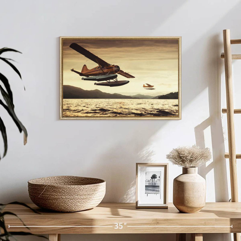 Float Planes, 19" X 13", Floating Frame Natural Wood