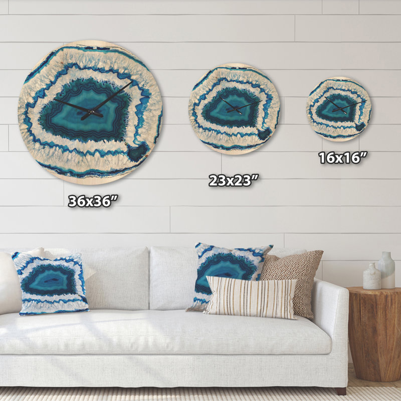 Horloge murale moderne Blue Agate Crystal I, Très grand