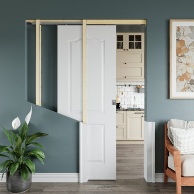 Sliding Bypass Pocket Door Morden 2 Arched Raised Paneled Sliding Door With Privacy Pocket Lock