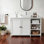 Armoire de salle de bain blanche à 2 portes et 3 tablettes sans lavabo