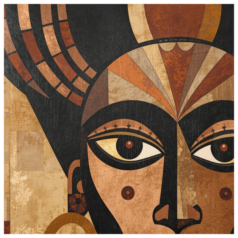 Couvertures géométriques Portrait africain, L 50 po x H 60 po