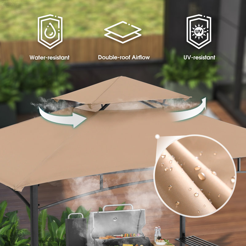 MASTERCANOPY 8 ft. L 5 ft. D Steel garden pavilion, Kaki