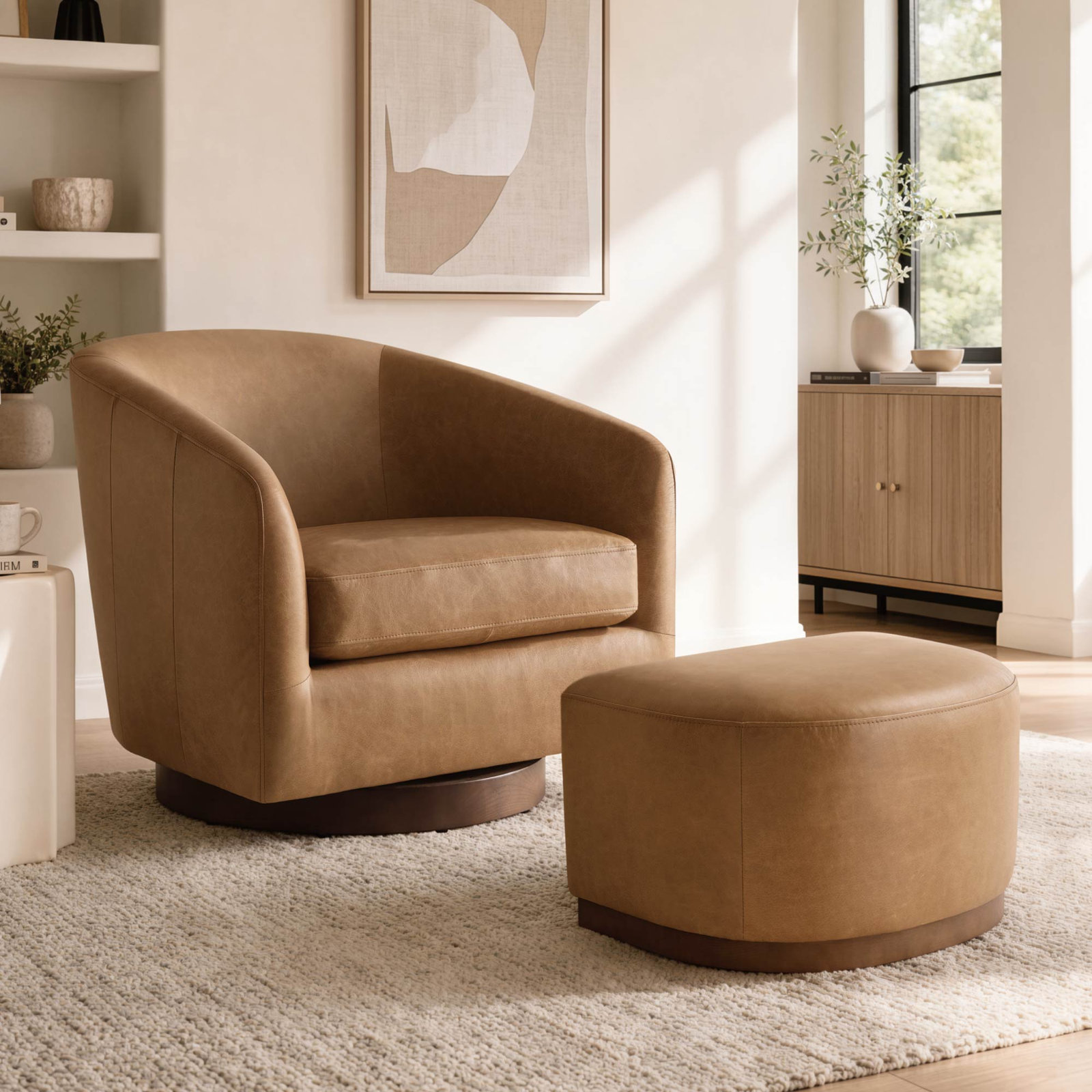 Upholstered Ottoman, Brown