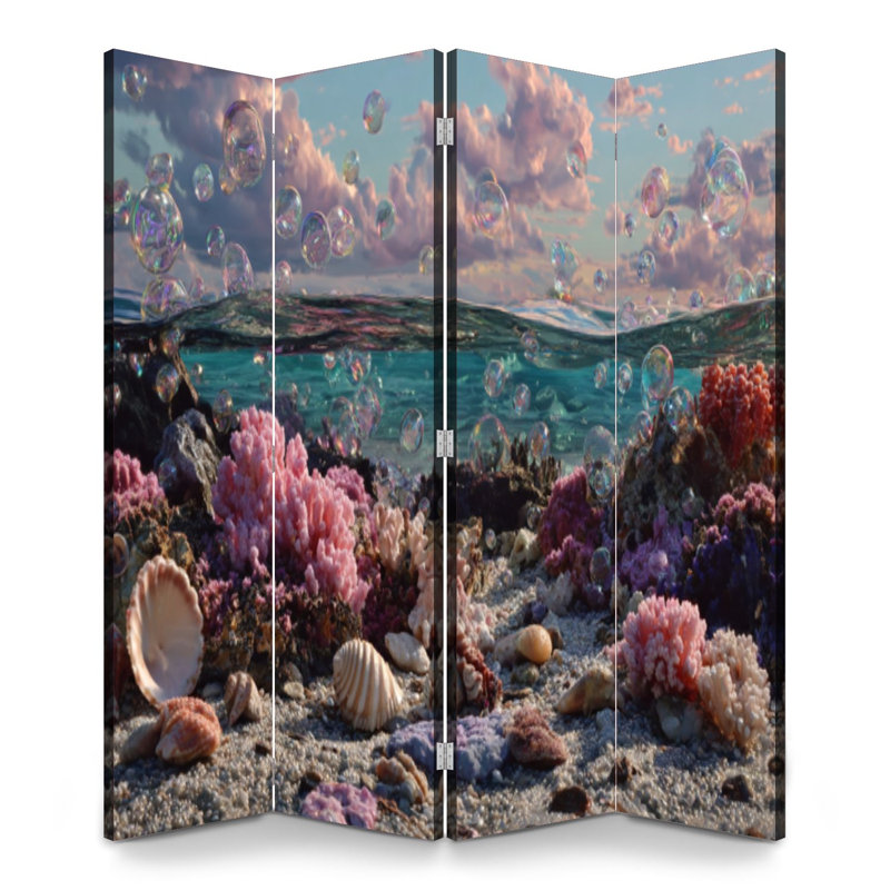 Cloison pliante 6 panneaux paravent Royal Turquoise, 4, 71" H x 64" W x 1" D