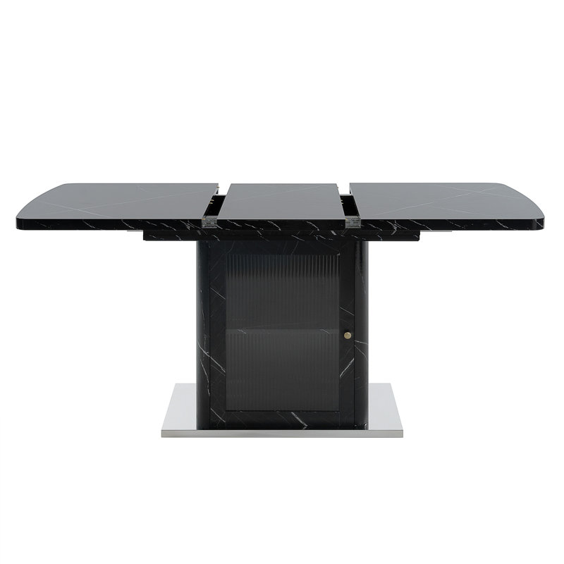 47.24"-63"Modern Rectangle Dining Table(Only Table), Black