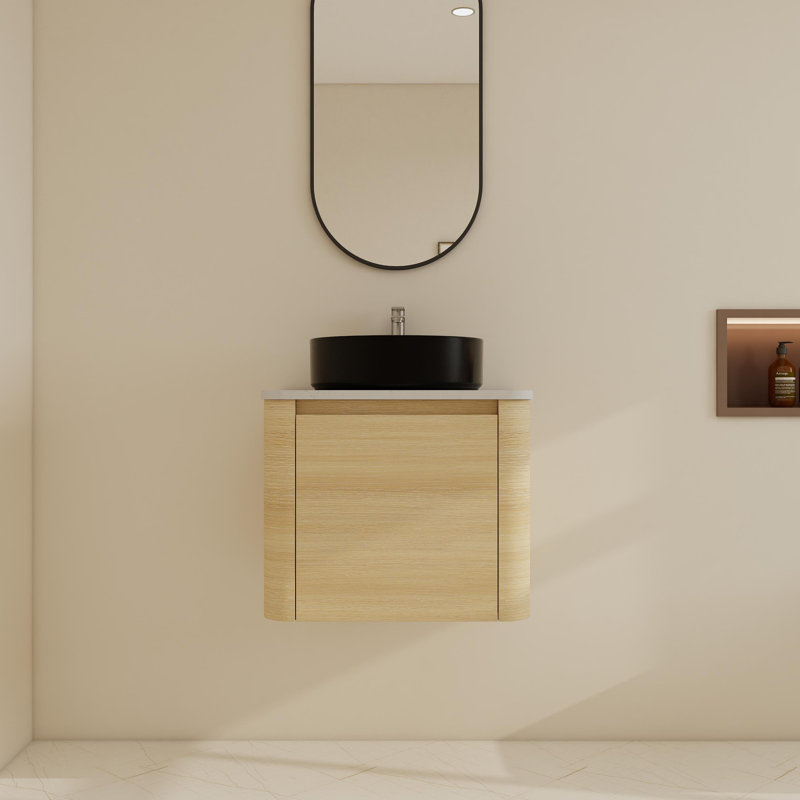Ensemble de meuble-lavabo simple 24 po avec lavabo en céramique, Noir mat