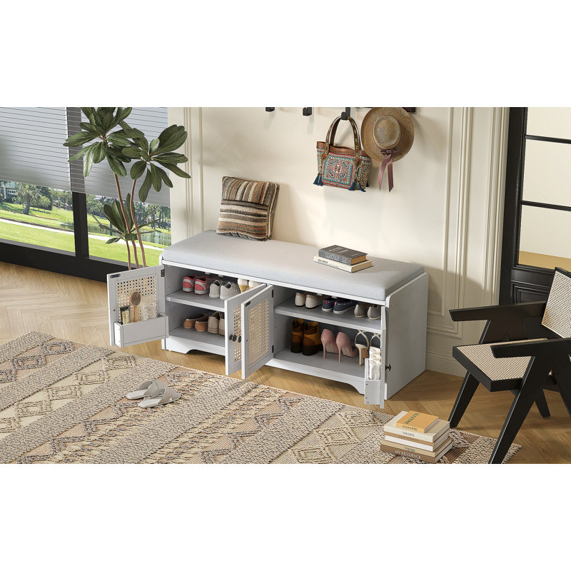 Banc de rangement Rustic, Blanc