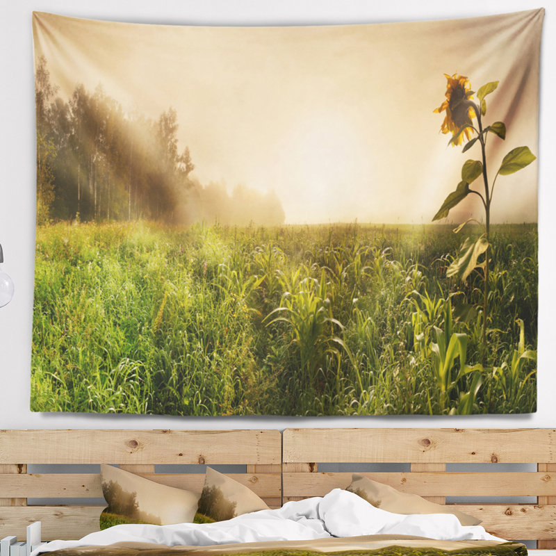 Tapisserie panoramique paysage vert photographie, H 32 po x l 39 po