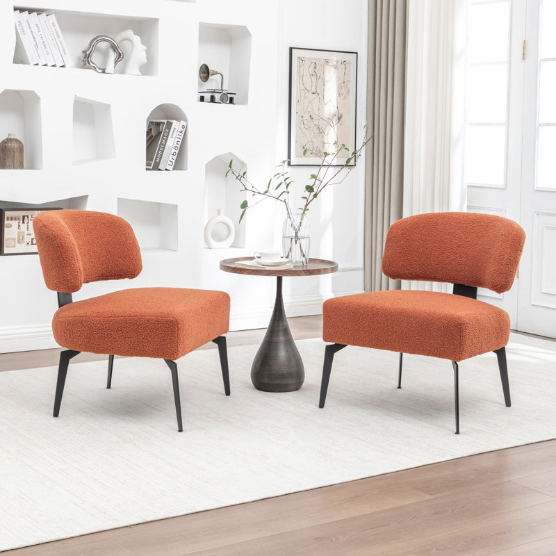 Chaise de loisir moderne à dossier minimaliste en velours, Orange