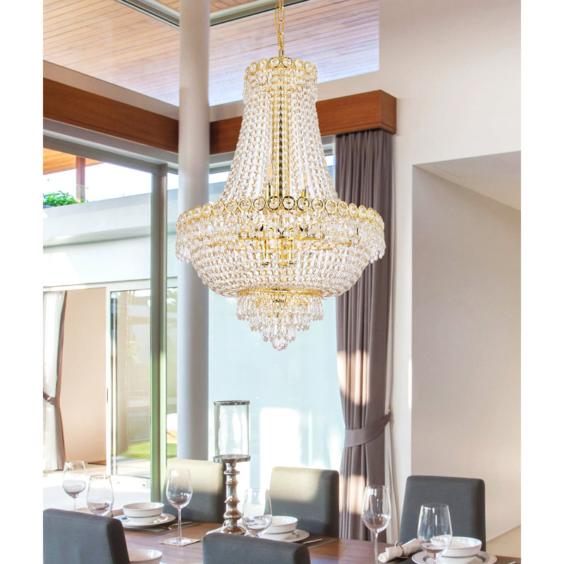 Lustre doré 12 lumières Elegant Lighting Century, 20 po / or / taille royale