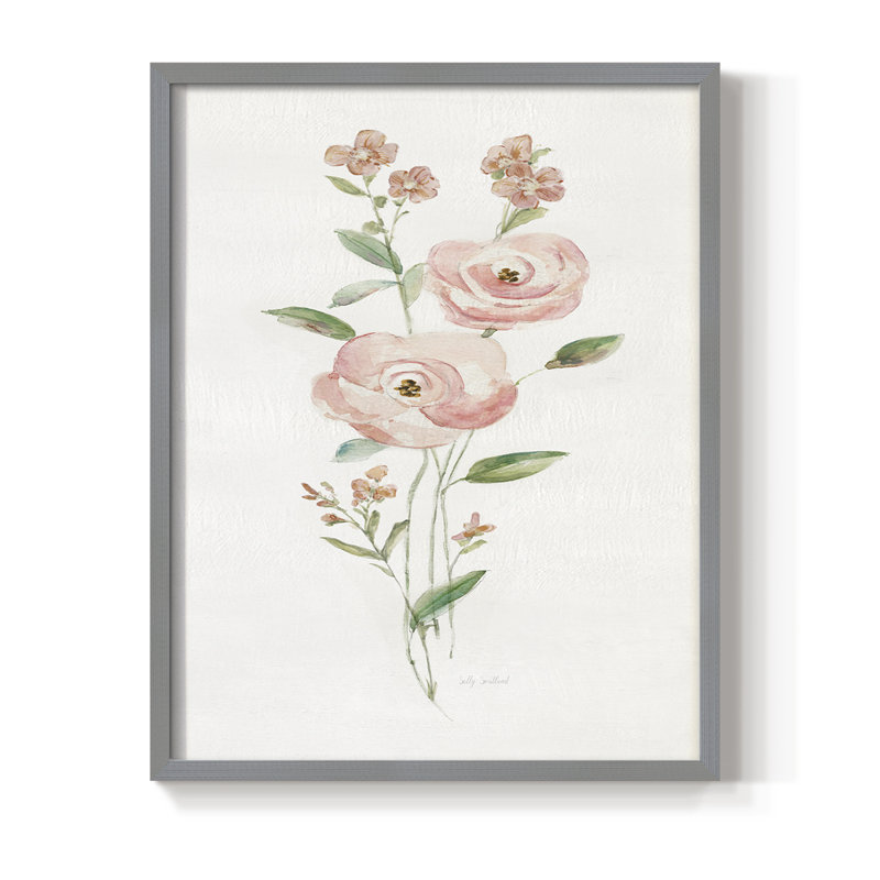 Floral Belle II Framed Print - Solid Wood, 30" H x 24" W, Gray