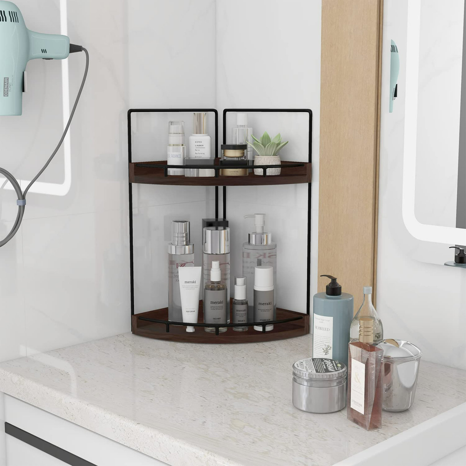 Rebrilliant 2-Tier Corner Bathroom Counter Organizer,Vanity Organizer ...