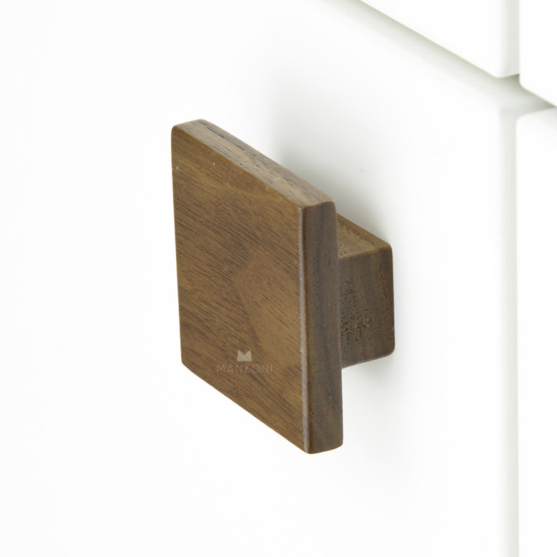 Poignée d'armoire carrée Designer, Noyer, 2''