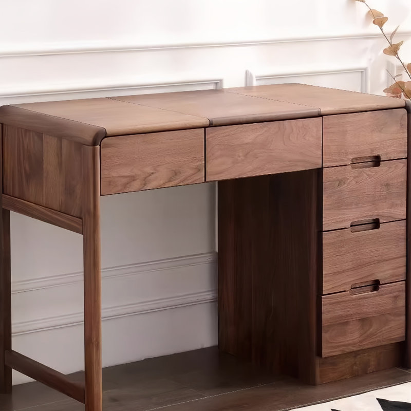 Japanese simple black walnut dressing table