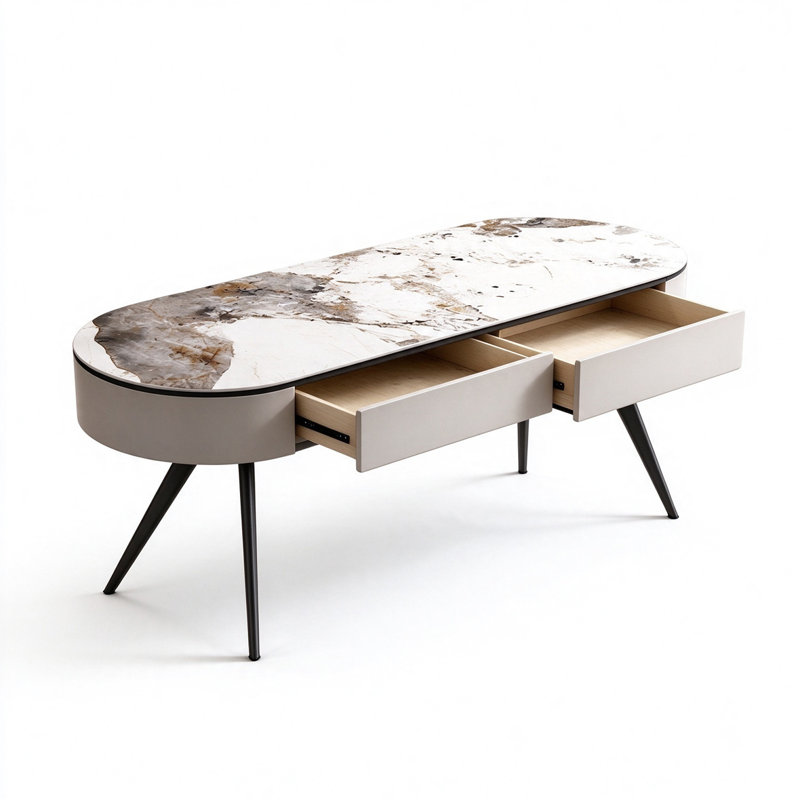 Oval Stone Writing Desk
