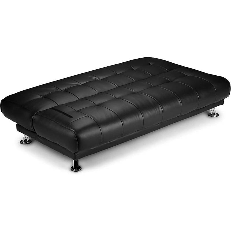 3 Seater Faux Leather Sleeper, Black