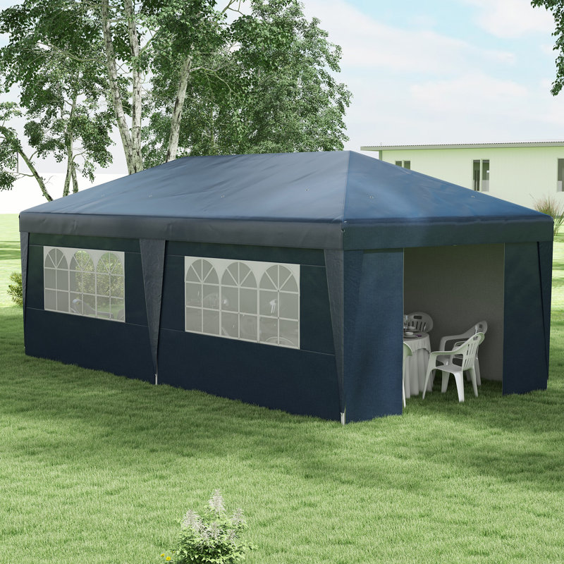Outsunny 10' X 19.5' Pop Up Canopy Tent With Sidewalls, Height Adjustable Large Party Tent Event Shelter With Leg Weight Bags, Double Doors And Wheeled Carry Bag For Garden, Patio