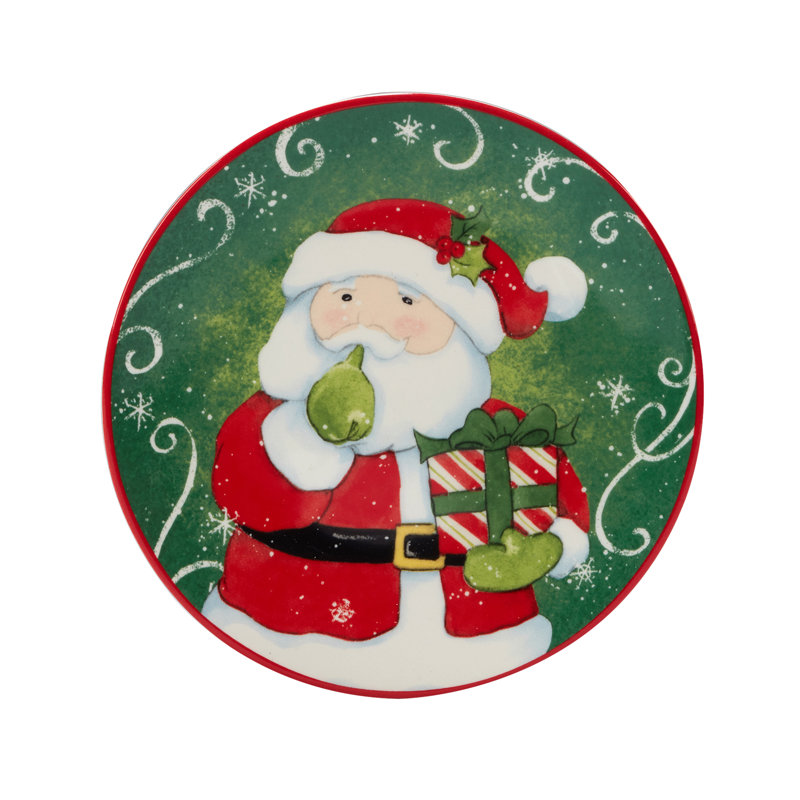 Certified International Holiday Magic Santa Set Of 4 Canape Plate