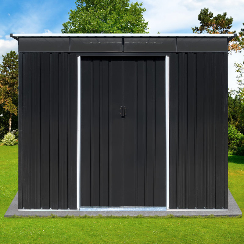 Abri de jardin en métal 6 pi x 8 pi - Construction et porte verrouillable pour outils imperméables 6 pi x 8 pi