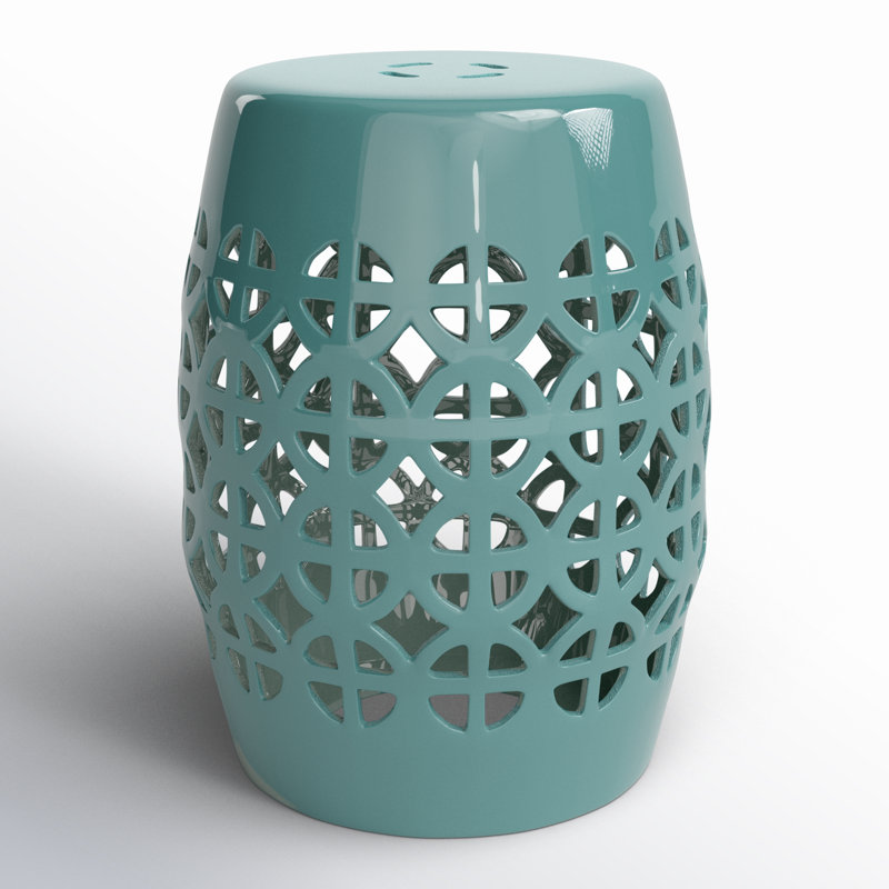 Keaton Ceramic/Porcelain Garden Stool, Sky Blue