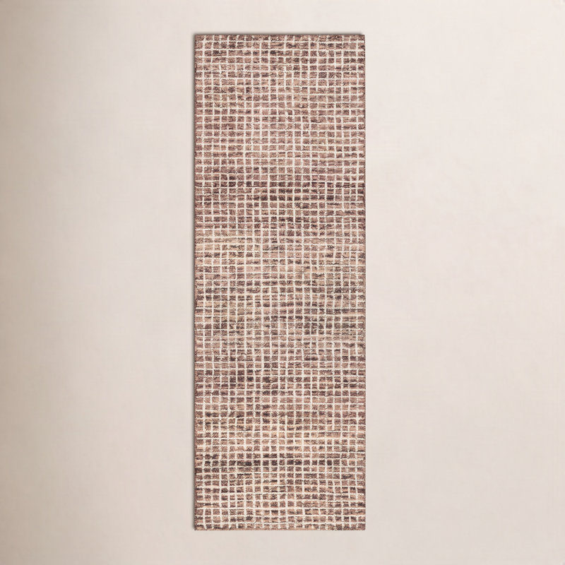 Tapis brun en laine Winfield Katasha, Tapis de couloir 2 pi 6 po x 14 pi
