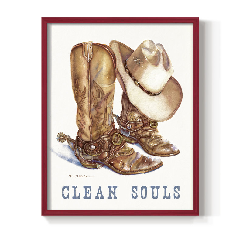 Clean Souls Framed Print - Solid Wood, 21" H x 17" W, Red