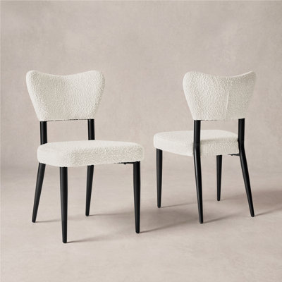 Upholstered 18.5" Seat Height Bouclé Curved Back Dinning Chair