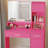 Vanity Desk With Mirror And LED Light Strip,Dressing Table With Large Drawer, 3 Level Storage Dresser & 3 Lighting
