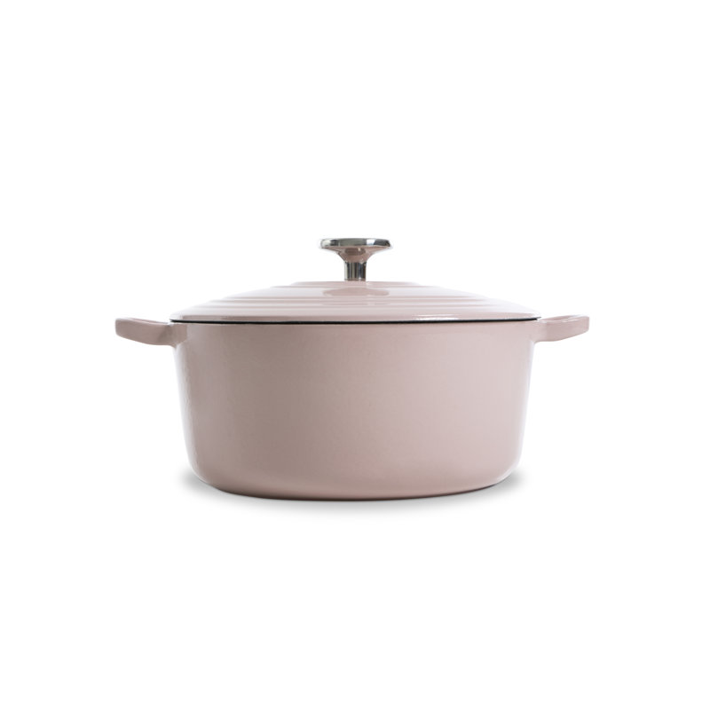 Bourgogne Cast Iron Round Casserole, Dusky Pink, 4.2 L