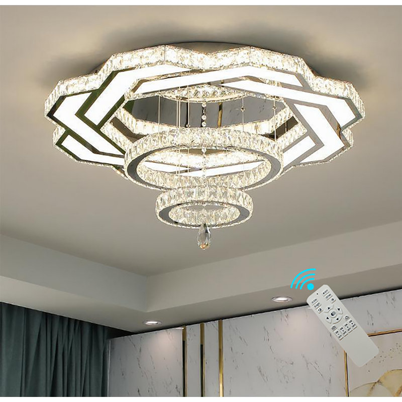 Eulean D32'' Big Crystal Ceiling Chandelier Bedroom Living room Foyer 3000-6000K Dimmable LED