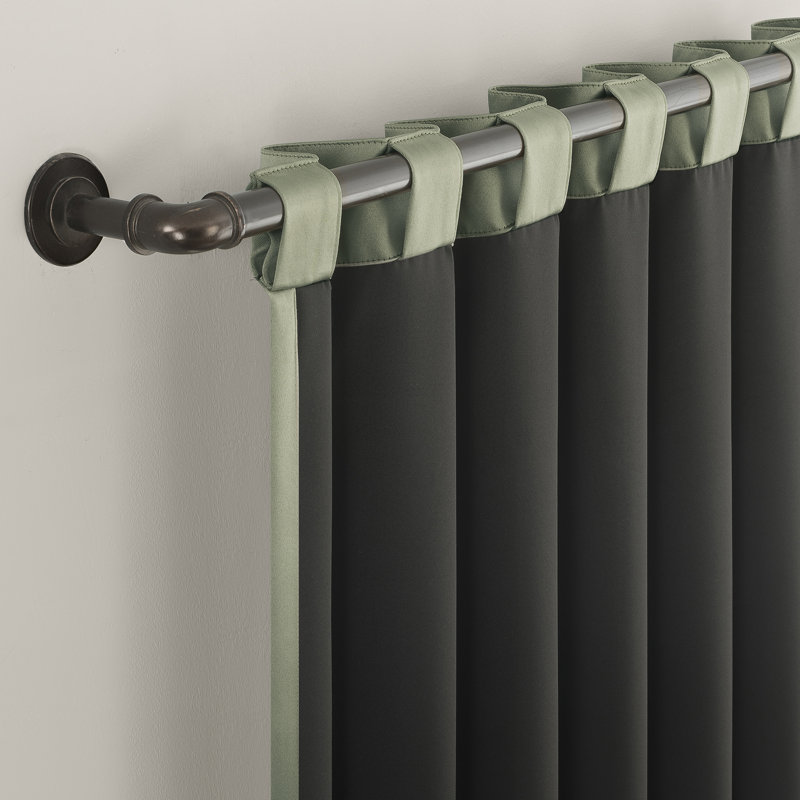 Aria Magnetic Closure Theater Grade 100% Blackout Back Tab Curtain Panel Pair, Sage Green, 52" W x 96" L