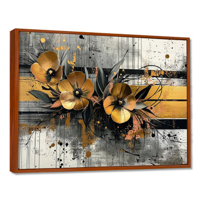 Toile dorée tropicale, danse des coquelicots IV - coquelicots