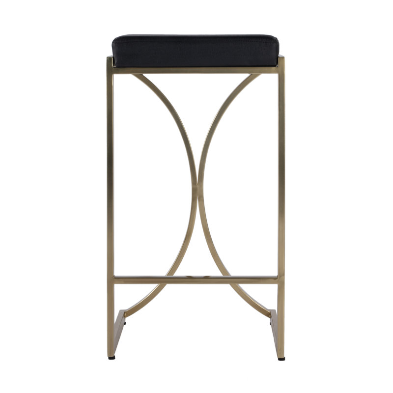 Natalya 24" Bar Stool, Brass, Counter Stool (24” Seat Height), Black