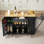Prow Kitchen Island with Drawer, Adjustable Shelves & Trash Can-1415505535
