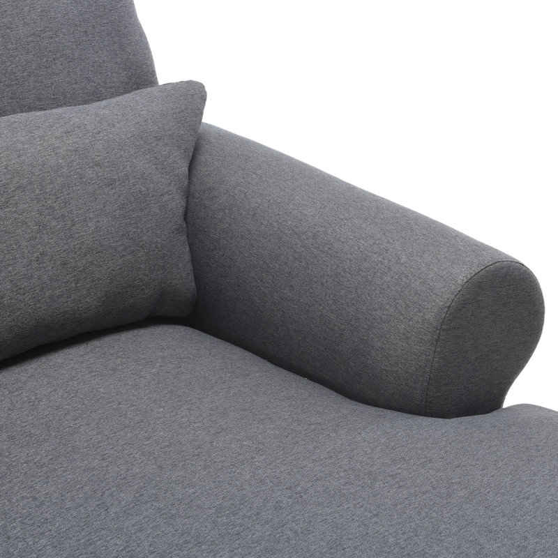 Chaise longue rembourrée avec dossier réglable, Gris, Bois brun