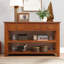 Console 48,27 po en pin, 3 tiroirs, 2 tablettes, style américain, pieds robustes, espace multifonctionnel, poignées rétro en métal brun pour vestibule, haute résistance,-133406025-133406026