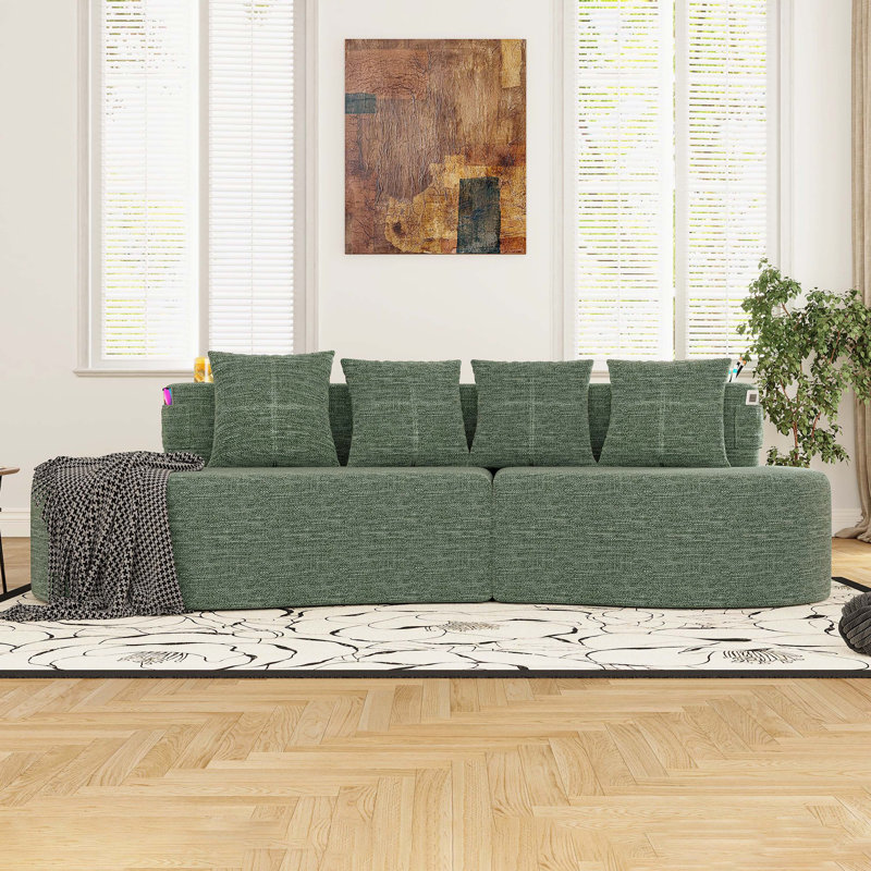 Canapé modulaire courbé demi-lune Minimalist, Vert