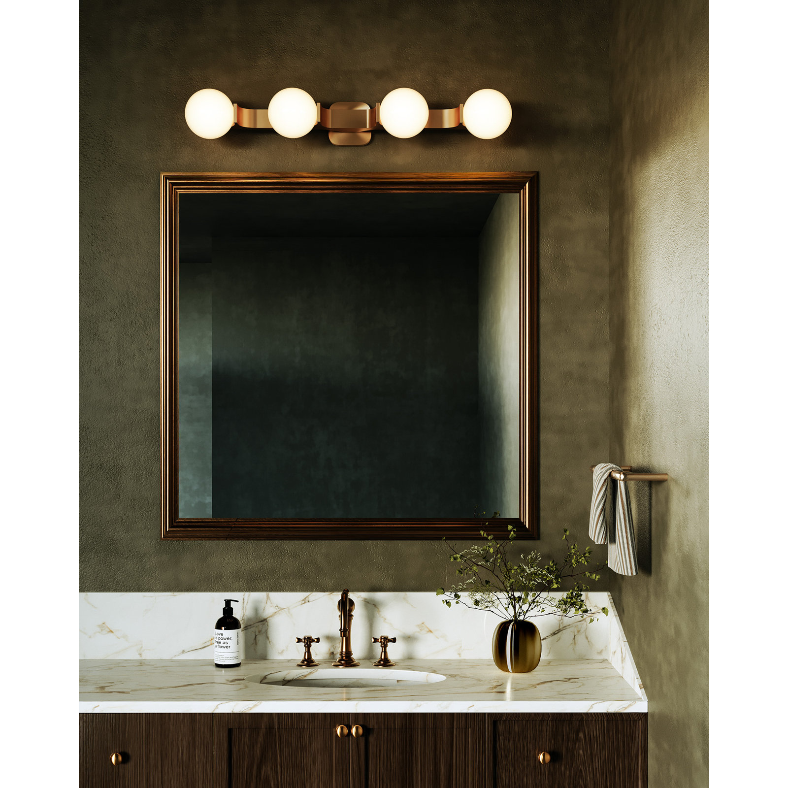Tarek 34-in Bathroom Vanity Light, Brushed Gold
