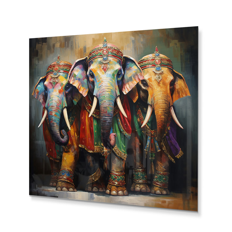 Asian Art Thai Elephants XII, 29" H x 29" W x 1" D