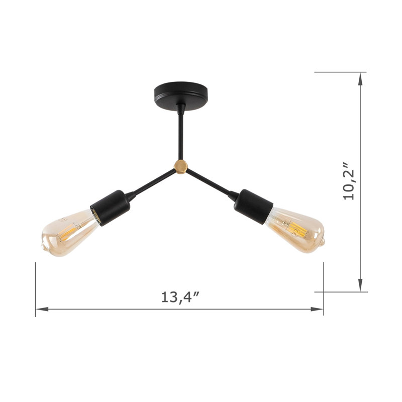 2 Lights Semi Flush Mount