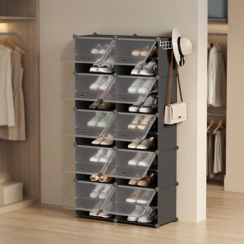 10 Tier 40 Pairs Shoe Rack Organizer, Shoe Storage Cabinet for Closet, Black,  49.1'' H x 49'' W x 12.6'' D