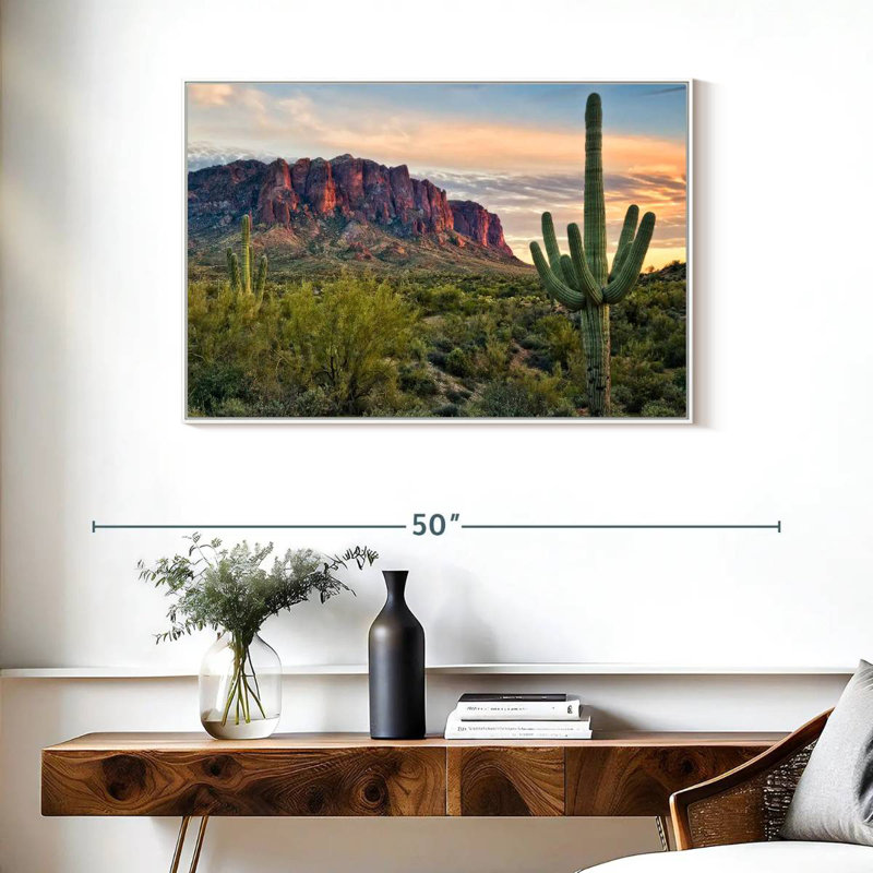 Cactus View II, Cadre flottant blanc, 37 po x 25 po