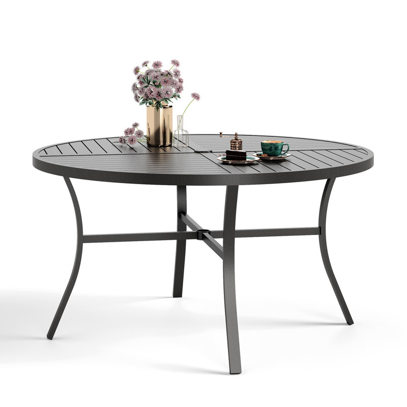 Leonard Round Metal Outdoor Dining Table, 54"