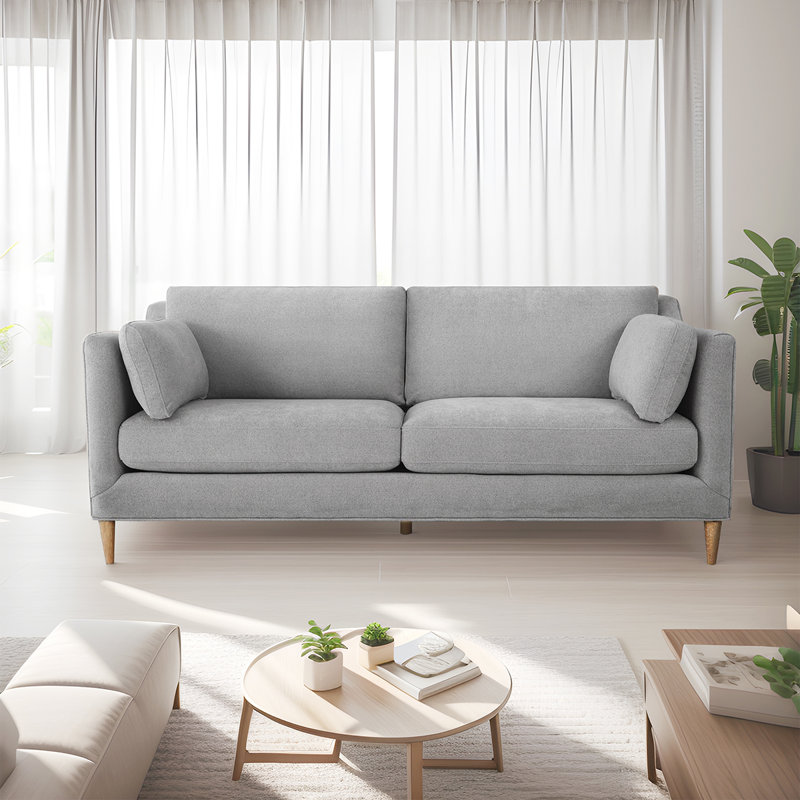 Canapé-lit moderne tapissier l 78 po Taelan, coussin amovible et pieds en bois de chêne