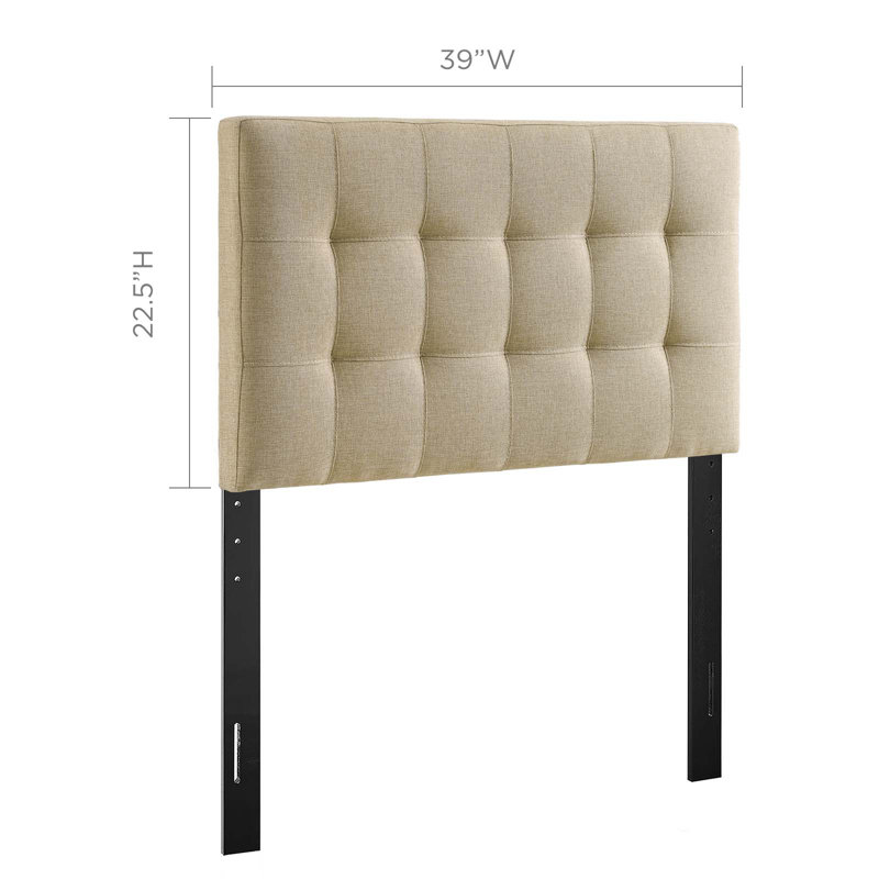 Tête de lit en tissu d'ameublement Lily, Simple, Mélange de polyester beige
