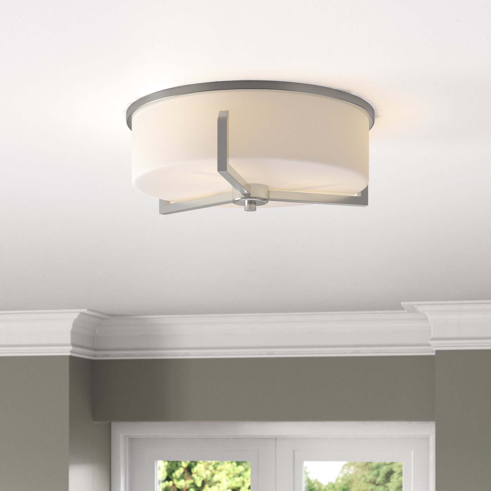 Rosolio 3 Light Glass Flush Mount, Satin Nickel