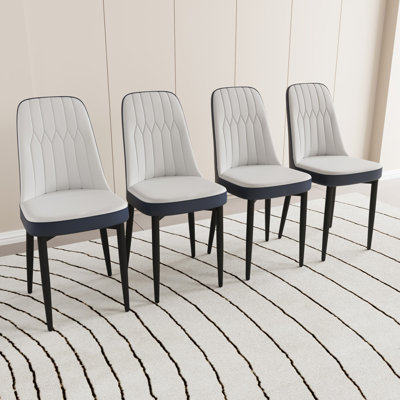 Modern Upholstered Faux Leather Dining Chairs (Set of 4)