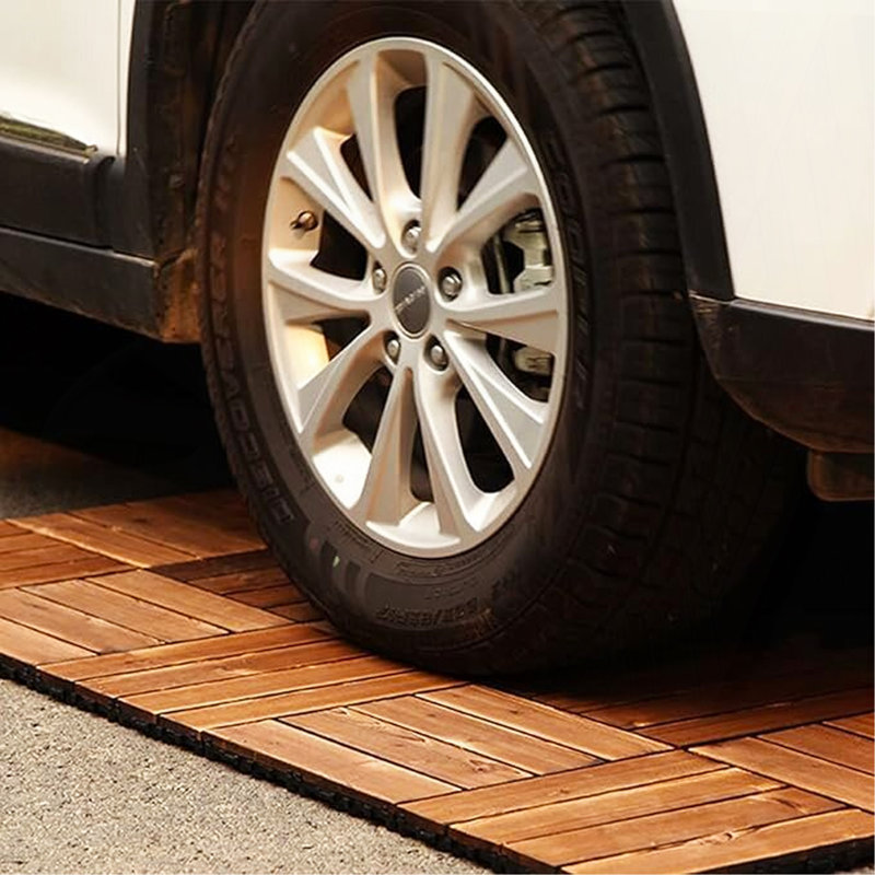 Floor Tiles Pack Of 22  WPC Wood-Plastic Composite Deck Tiles DIY Interlocking Decking Tiles, Oak